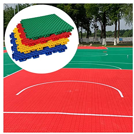 Sportboden Modulare Ineinandergreifende Bodenfliesen, Wasserdichter, Wetterfester Kunststoff-Gummiboden Für Den Außenbereich, 25 X 25 cm (Color : Red, Size : 10m2/160PCS)