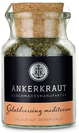Ankerkraut Salatdressing Mediterran, 85g im Korkenglas, Gewürz Dressing für Salat, Kräuter, Geschenk-Idee in Premium Qualität