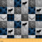Bärenstoff Meterware Buffalo Plaid Check Polsterstoff Cabin Lodge Dekorationsstoff zum Quilten Nähen Wildtier Elchgeweih Weihnachten Hirsch Patchworkstoff Blau Grau 184 x 150 (HxB)