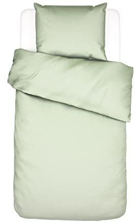 ESSENZA Bettwäsche Guy Pistache, 135x200 + 1x 80x80 cm - 100% Baumwollrenforce 144TC - Uni