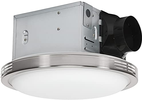 Homewerks 7105-07 Badlüfter mit LED Licht Deckenhalterung Abluft Lüftung Leise 2,5 Sones 100 CFM Dekorativer gebürsteter Nickelrand