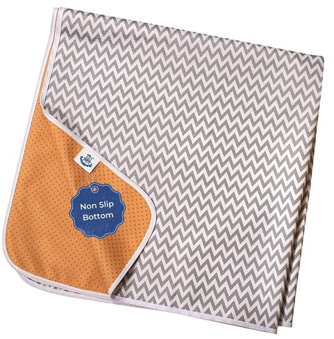 TotsAhoy! Alfombrilla antisalpicaduras para bebé para debajo de la silla alta, 130 cm, impermeable y lavable, protector de suelo antideslizante, tapete de juego para bebé, cheurón gris