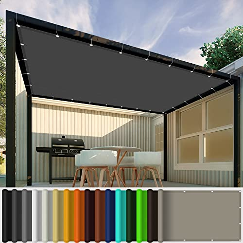 Sonnensegel Wasserdicht Rechteckig 5.5 x 8 m Nylon Kabelbinder Und Kordel Sonnensegel Sonnenschutz für Veranda, Außenbereich, Terrasse, Balkon, Dunkelgrau