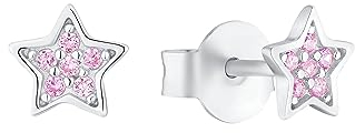 s.Oliver Ohrstecker 925 Sterling Silber Mädchen Kinder Ohrschmuck, mit Zirkonia synth., 0,5 cm, Silber, Stern, Kommt in Schmuck Geschenk Box, 2036825