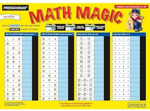 TimeTEX - Zaubertafel Mathematik - Englisch Rechnen bis 20 | Rechen-Tafel mit Selbstkontrolle zum spielerischen Lernen von Addition und Subtraktion auf englisch | Inhalt: Englisch Rechnen bis 20