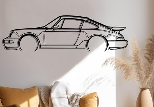 Generic Metall Wandbild, Porsche 964 Silhouette, Wanddeko, Auto Silhouette, Metall Car Wall Art (54 x 137 cm)