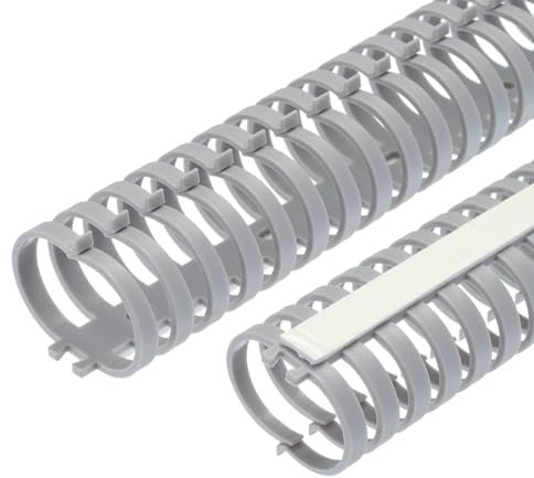 sourcing map 2pcs 20 Cable Raceway 40mm Dia Cord Cover Hider Cable Management Wire Channel with Self Adhesive, Buckle & Scale, Grey