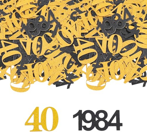 GoldRock Konfetti 40 Geburtstag Deko Groß 3-5cm,100 Stk Tischdeko 40. Geburtstag Deko Gold Schwarz,Deko 40 Geburtstag Mann Frau 1984,Streudeko Geburtstag 40er,Luftschlangen 40 Geburtstag Männer Frauen