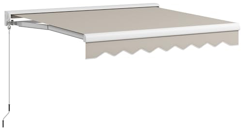 Outsunny Toldo Retráctil Eléctrico o Manual 250x200 cm Toldo Portátil Toldo para Balcón con Mando a Distancia Manivela Manual y Marco de Aluminio para Ventana Puerta Terraza Patio Crema