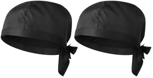 DEARMAMY 2piezas Gorro De Chef Turbante Para Hombre Y Mujer Para Cocineros Y Cooks Catering Y Uso Diario Negro