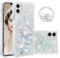IMEIKONST iPhone 11 Glitter Case with Diamonds Ring Kickstand, Liquid Sparkle Sequin Transparent for Girls Women Silicone TPU Bumper Shockproof Cover for iPhone 11. Love Silver YBZ