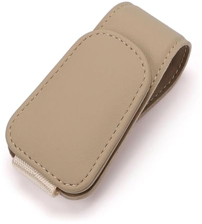 JUNJIKAIDAN Auto Brillenhalter für Golf GTI 2016-2022, Sonnenbrillenhalter Organizer Magnetische Sonnenblende Brillenclip Visier Brille Halterung Zubehör,C/Beige