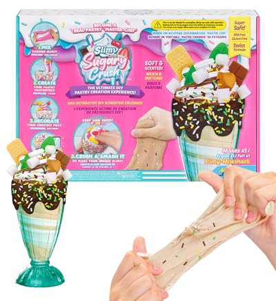 SLIMY Sugary Crush - Milkshack, Slime und Knete Kreativ-Set, Backspiel zum selber Mischen, Formen und Dekorieren, kreatives Gestalten für Kinder