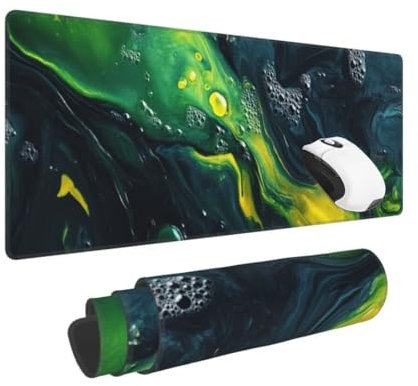 Gaming Mauspad XXL Abstrakt Großes Mousepad 1200 * 500mm rutschfeste Schreibtischunterlage Terrain Mouse Pad mit Vernähte Kanten Verbessert Desk Mat Geschwindigkeit und Präzision für Gaming und Büro