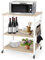 GYMAX Scaffale da Cucina Carrello da Portata con 3 Ripiani, 4 Ruote Girevoli e 10 Ganci, Multifunzionale con Struttura Robusta a Forma di X, Semplice e Moderno, 60x40x73,5 cm (Beige)