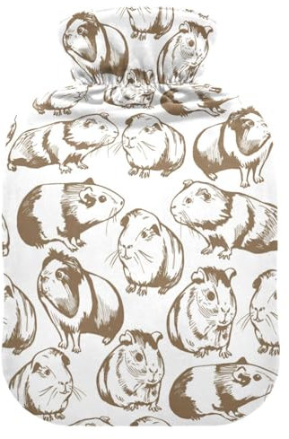 Hot Water Bottle with Cover, Cute Hamster 2L Leakproof Hot Water Bag for Hand Feet Warmer, Neck, Shoulder, Back, Muscle Pain Relief, Cold Compress