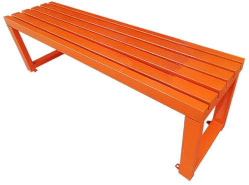 Outdoor Cast Iron Metal Bench for Patio Garden Heavy Duty Park Bench for Porch Deck Yard Entryway Path Orange 80cm/31in