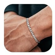 YADOCA 925 Silber Herren Armbänder für Männer Cuban Figaro Curb Link Kette Silber Armband 21cm Herrenschmuck Geschenke für Papa Freund Ehemann Sohn