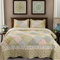 DECMAY Tagesdecke 220x240 Grün Patchworkdecke Bettüberwurf Tagesdecke mit Blumenmuster, Überwurfdecke Bett für Doppelbett, 3-teiliges Tagesdecke mit Kissen Set, Eleganter Landhausstil Rüschen-Design