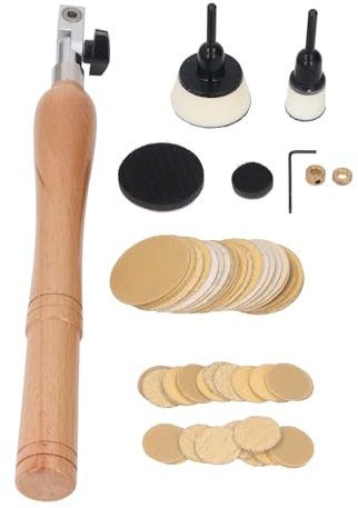 Kit de Ponçage pour Bois, Ponceuse à Main avec Manche en Bois, 2,5 cm et 5 cm Tampons, 50 Disques de Ponçage Assortis