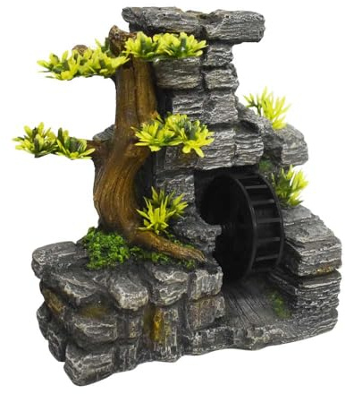Nobby Aqua Ornaments Mauer MIT WASSERRAD 19 x 11,5 x 19 cm