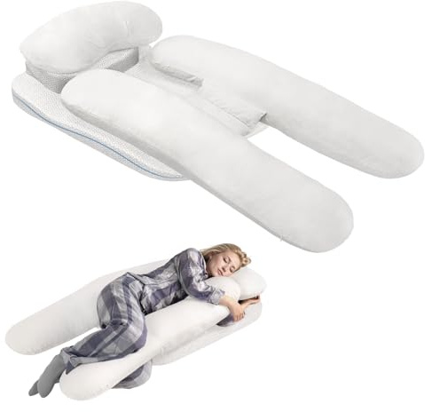 strusery Seitenschläferkissen mit Bezug – Für Seitenschläfer mit Nackenschmerzen, Ergonomisches H-Design + Memory Schaum Keilkissen, Abnehmbarer Weiß Bezug