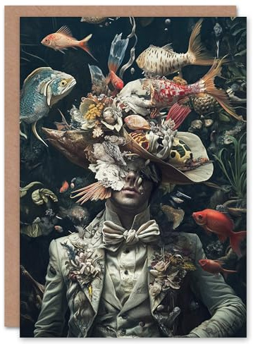 Artery8 Greeting Card Victorian Atlantean Surreal Underwater Portrait Blank For Him Or Her Art Birthday Card