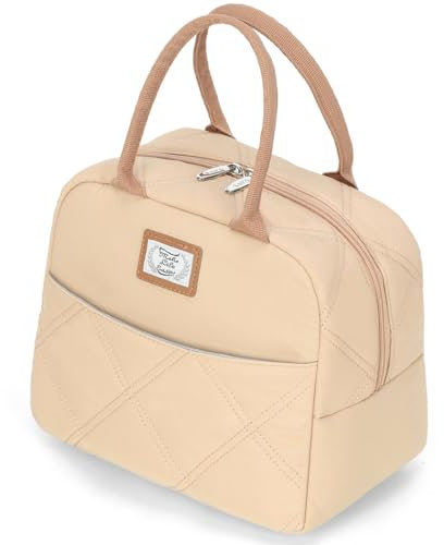 Lekespring Isolierte Lunchtasche für Damen, 9 l, tragbar, auslaufsicher, Picknick-Kühltasche für Arbeit, Schule, Picknick im Freien (Khaki-Steppung)