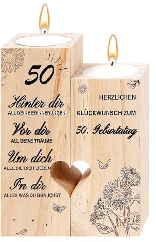 50.Geburtstag Frau, Kerzenständer Geschenk zum 50 Geburtstag Frau Mann 50 Deko Geburtstagsgeschenk für Mama,Vater,Schwester, Freundin