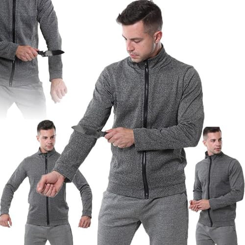 Mixtric Ropa De Protección contra Cortes con 5 Niveles, Ropa De Seguridad con Protección contra Cortes, Chaqueta Táctica, Resistente A Mordeduras, para Policías Y Seguridad,Gris,L