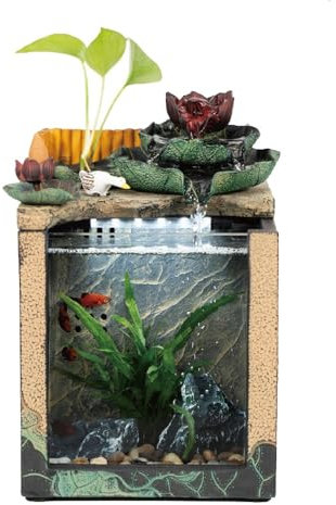 ZENY896V Fuente de Interior Fuente de Escritorio con Cascada y minipaisaje autolimpiable Zen Scape Flow for Interiores Fuentes para jardín