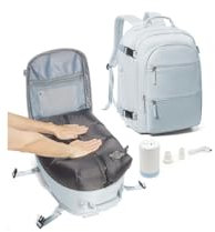 livbote Sac à dos de voyage sous vide Ryaair 40 x 20 x 25 cm, avec valise Pum Airlae, sac à dos Airag pour femme et homme, gris