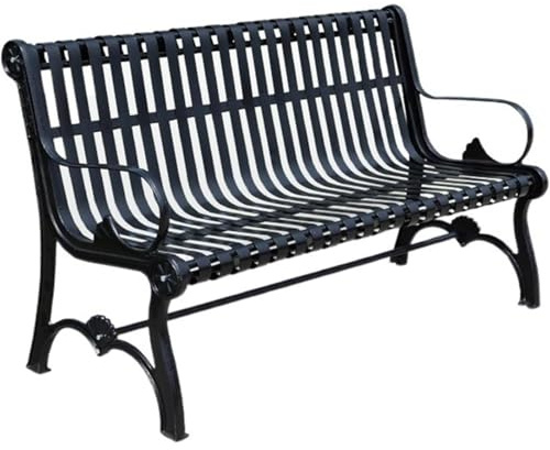 VITIWEDTY Gartenbank, 3-Sitzer, Gartenbank Aus Gusseisen Mit Rückenlehne Und Armlehnen, Robuste Terrassenmöbel Aus Metall Für Park, Hof (120x65x83cm)