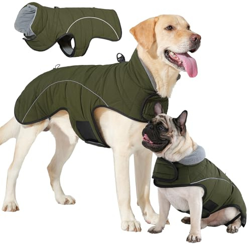 LIANZIMAU Hundejacke Wasserdichter Hundemantel Reflektierende Jacke für kaltes Wetter mit weichem Fleecefutter Warmer Mantel