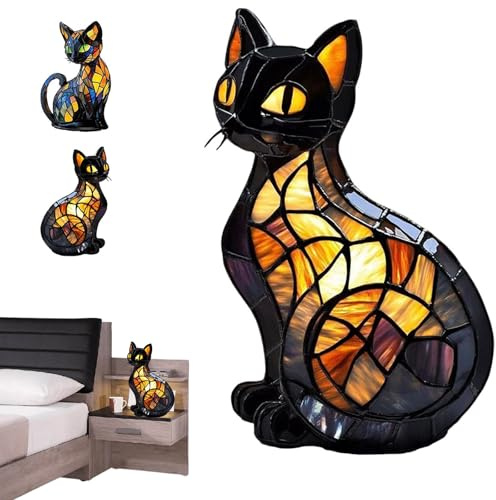 epila Glow Katze,Lumicat Luminous Cat, Eplia Glow Cat, Epila Glow, Festival Mountain Luminous,Stained Glass, Solymall Lamp,Night Light