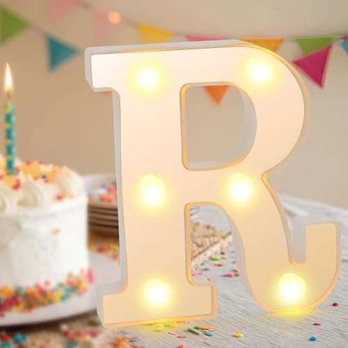 Light Up Letters, LED Letter Light, LED Alphabet Lights, Warm White Light Up Alphabet Sign, Gifts for Girls Women Party Birthday Decorations Night Light Christmas Valentine Decor (Letter-R)