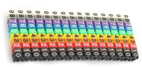 NDNCZDHC Wire Number Labels, Clip on Design Bright Colors Plastic Material Colorful Cable Marker Tube for Identify the Cable (100PCS KCM-6MM 6 square meters)