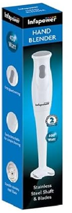 Infapower Hand Stick Immersion Blender, White, 400W Electric Power, Kitchen Appliance for Blending
