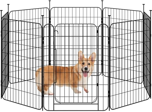 Abician Parc Enclos Chien Chiot Lapin Rongeur Cage Clôture Chenil en Métal Interieur Pliable 60 * 80cm Enclos Chien 8 Panneaux Modulable Noir