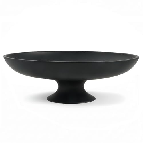 HFWDGTAO Black Concrete Decorative Fruit Bowl, 11.45 Large Modern Pedestal Bowl for Kitchen Counter, Coffee Table, Entryway Table, Centerpiece Catch All Key Bowl