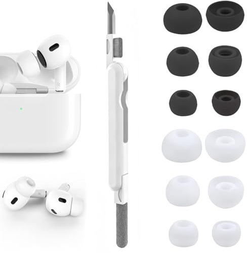BAHME 6 Paia Gommini Auricolari, Ricambio per Airpods Pro/Pro 2AirPods Pro e AirPods Pro 2 con Foro per la Riduzione del Rumore, Auricolari in Silicone per Airpods Pro con Custodia Portatile