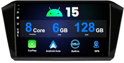 MISONDA Radio Coche 10 Pulgadas IPS Pantalla Táctil 6GB + 128GB Android 15 con GPS Cámara Carplay WiFi SWC DSP para Volkswagen Passat B8 2015-2019