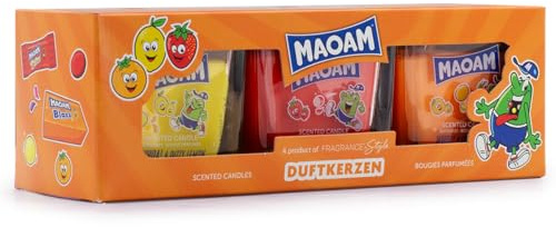MAOAM Duftkerzen 3er Set „Sommer-Mix“ | Dizzy Lemon, Crazy Strawberry & Fancy Orange | Fruchtiges Dufterlebnis, 3 x 70g im Glas