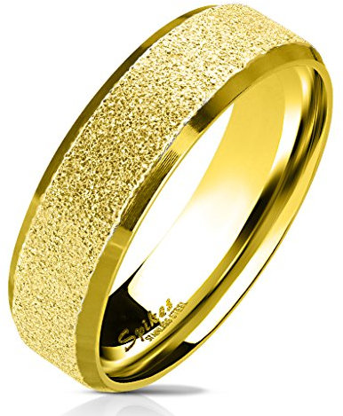 beyoutifulthings funkelnder Finger- Ring sandgebürstet Band- Ring Chirurgenstahl 316L Verlobungs- Ring Partner-Ring Trau- Ring 47(15)-69(22