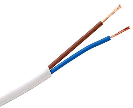 Schlauch-Leitung, weiß, 2 adrig, H05 VV-F 2G 0,75 mm² für flexible Verlegung, 300V, Strom-Kabel für mittlere Beanspruchung (5 Meter)