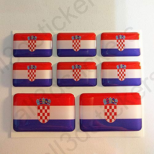 All3DStickers Aufkleber Kroatien Flagge 8 x Flaggen von Kroatien Rechteckig 3D Kfz-Aufkleber Gedomt Fahne