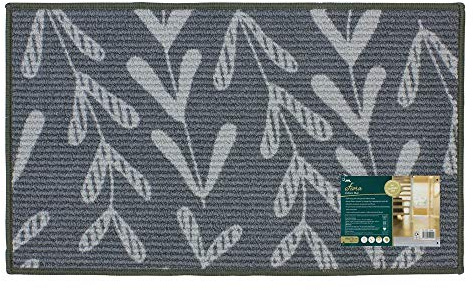 JVL Fiora Rubber Backed Machine Washable Door Mat, Grey