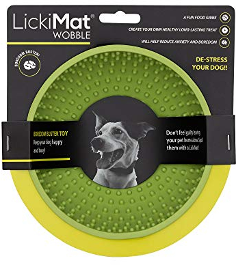 LickiMat Wobble, Dog Slow Feeder Bowl Lick Mat, Boredom Anxiety Reducer; Perfect for Food, Treats, Yogurt, or Peanut Butter. Fun Alternative to a Slow Feed Dog Bowl, Green