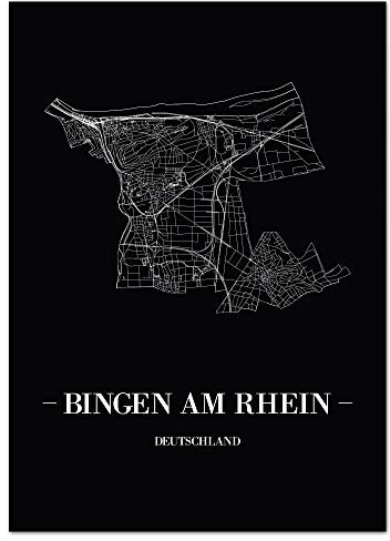 JUNIWORDS Stadtposter - Wähle Deine Stadt - Bingen am Rhein - 60 x 90 cm Poster - Schrift A - Schwarz