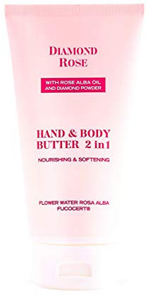 Pflegende Hand und Körperbutter 2 in 1 mit Rosenöl für eine schnelle und langanhaltende Feuchtigkeit 150 ml